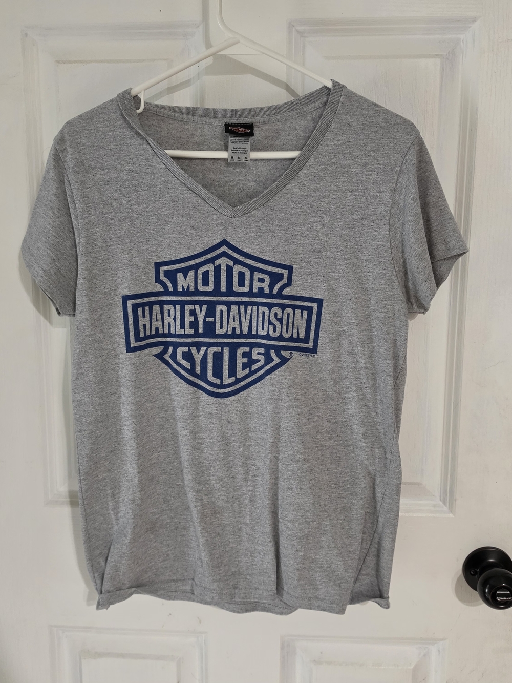 Harley-Davidson Gray V-Neck Tee with Navy Logo